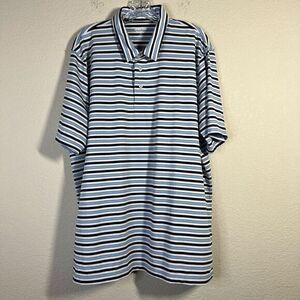 Lands' End Mens Blue‎ Polo Shirt Short Sleeve Stripes Traditional Fit XL